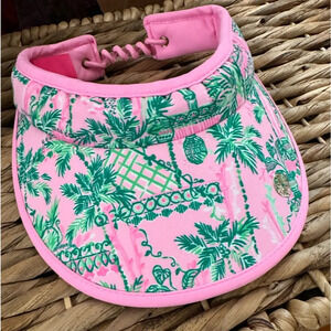 Lilly Pulitzer Sun Visor Like New Pink and Green Prep City 💗🍀💗🍀
